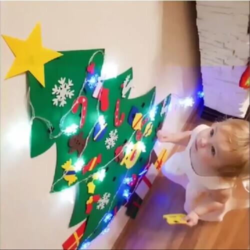 LED felt Christmas tree ornament Christmas decorations for home xmas new year gift kids favor DIY natal trees home decor