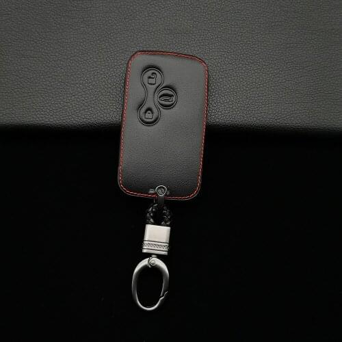High Quality Leather Car Key Case Remote Control 3 Buttons For Renault Clio Logan Megane 2 3 Koleos Scenery Card Car Styling