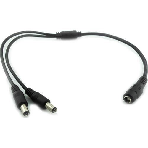 1 DC female to 2 Male Connector Wired Power Splitter Adapter Cable for CCTV Camera Led security accessories cable