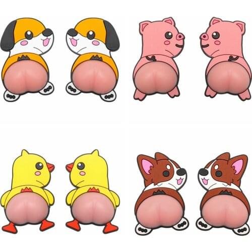 1Pc 3D Cartoon Car Sticker Silicone Anti-collision Strip Creative Ass Door Anti-scratch Sticker Exterior Decoration Protector