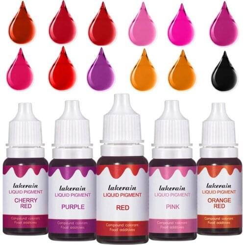 10ml Liquid Pigment for Lip Gloss Color Pigment Dyeing Colorant Water Oil Double Use DIY Lipgloss Lip Glaze Epoxy Bake Sugar