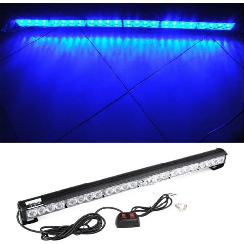 27 Inch 24 LED Blue Emergency Traffic Advisor Flash Strobe Light Bar Warning Flashing Lamp