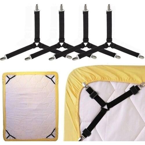 4pcs/set Adjustable Bed Mattress Sheet Clips Grippers Straps Suspender Fastener Holder