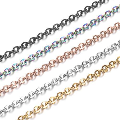 5pcs/lot Stainless Steel 3 Colors Cable Chain Necklace Lobster Clasp DIY Chain Neckalces Accessories 45cm/50cm/60cm