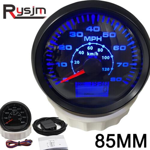 85mm GPS Speedometer + GPS Antenna Sensor 0~80 MPH 120KM/H Waterproof Speed Gauge for Car Truck SUV With 7 Colos Backlight 9-32V