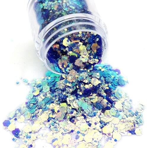Holographic Nail Glitter Sequins Mixed Hexagon Flakes Chrome Pigment Powder Nail Art Accessories Polish Manicure Decorations