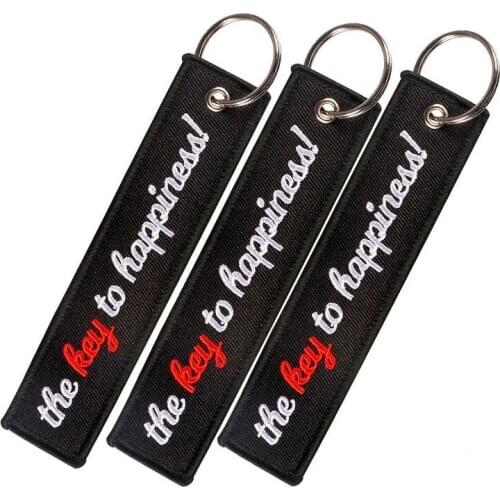 Bag Accessories bag Pendant Embroidery The Key to Happiness Ornament with Key Chains Tag Keyring for backpack 3pcs/lot