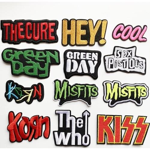 Banner letter rock band Patches for Clothing DIY Stripes Written Words Sticker Clothes Stickers Apparel Garment Accessorie