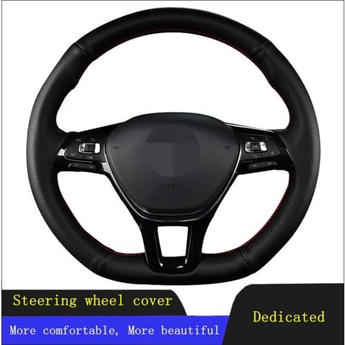DIY Steering Wheel Cover Black Non-slip Artificial Leather For Volkswagen VW Golf 7 Mk7 New Polo Passat B8 Tiguan Sharan Jetta