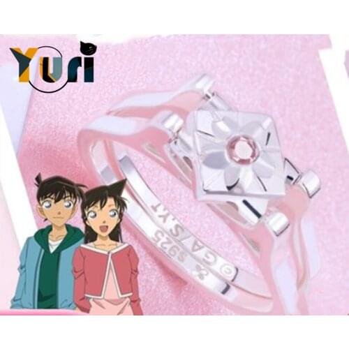 Detective Conan:The Fist of BlueSapphire Kudou Shinichi Mouri Ran Couple Ring Fashion Jewelry Action Figure Cosplay Gift C