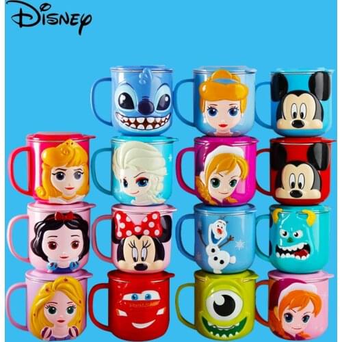 Disney Princess Mickey Mouse Cups Frozen Elsa Anna Milk Cup 3D Cartoon Stitch Minnie 316 Stainless Steel Cup Kids Cup Gift