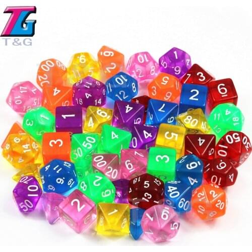 DnD 7Pcs/Set T&g Polyhedral RPG Games Dice with Marble Effect Transparent D4-D20 Pop for Board Game