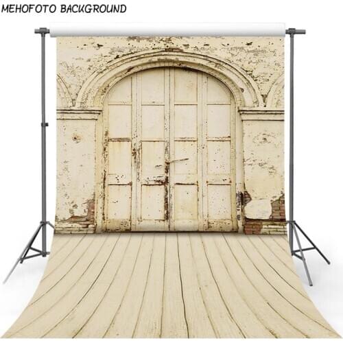 Photography Backdrop White Wooden Door Photog Background for Wedding Picture Vinyl Flooring Kids Customized Studio Background