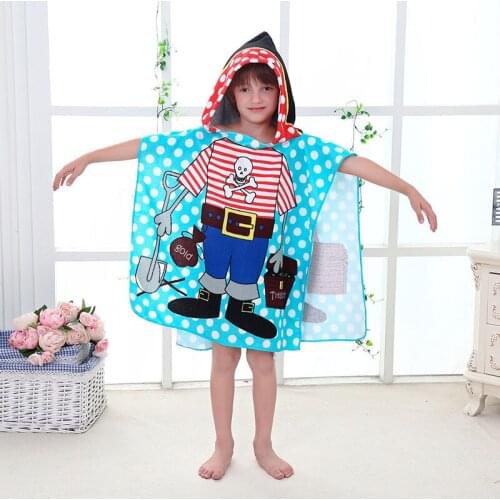 Toddler Boys Summer Swimming Robes Cartoon Printing Cloak with Hood Kids Pnocho Children Blankets Beach Towel Newborn Clothing