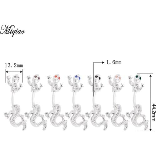 Miqiao 1 Pcs 316L Stainless Steel Animal Gecko Belly Button Ring Umbilical Button Hot Sale