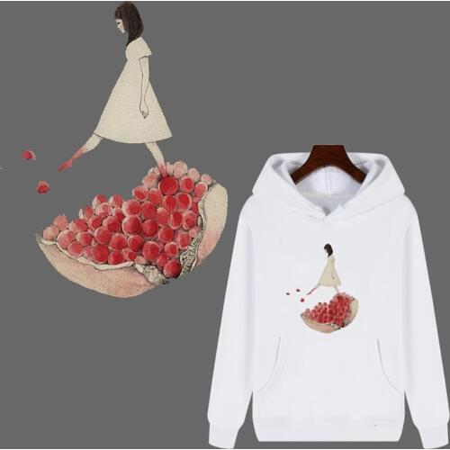 Fashion Girl Iron On Heat Transfers Cute Beautiful Girl Cartoon Stripe On Clothes Iron Patch Summer Style Ironing Stickers