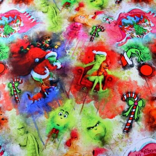 Cartoon The Green of Christmas Patchwork 100% Cotton Fabric Digital Printing Sewing Quilting DIY Needlework Material