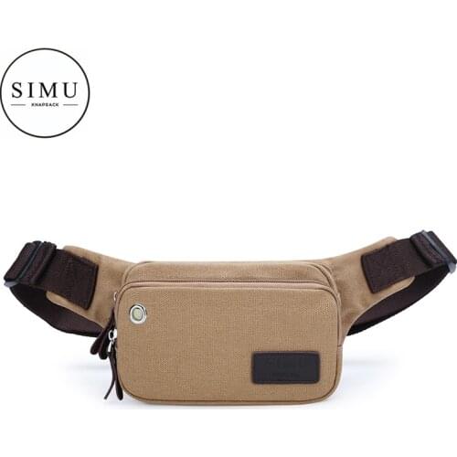 Simu mens waist bag casual canvas mens bag small bag Korean fashion outdoor sports chest bag Business Wallet
