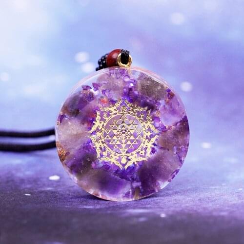 Natural Crystal Orgonite Pendant Necklace Sacred Geometry Chakra Energy Necklace Meditation Jewelry Emf Protection Chakra