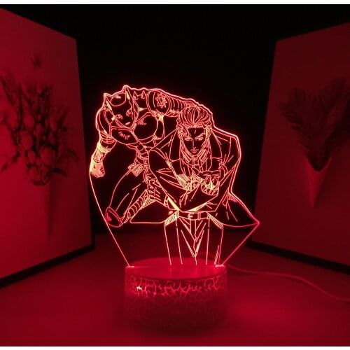 Anime 3D Night Light JoJo Bizarre Adventure Yoshikage Kira for Birthday Gift Bedroom Decor Light Manga Jojo LED Lamp