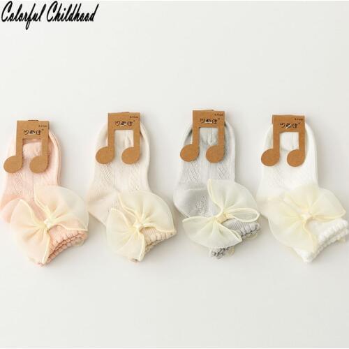 Sweet baby girls socks cotton silk bowknot ankle socks toddler kids floor socks children leg warmer 0-6Yrs