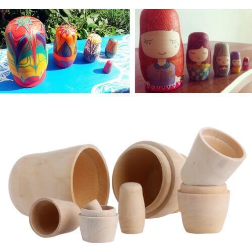 2018 New 5Pcs/set Unpainted DIY Wood Matryoshka Toy Blank Russian Nesting Dolls Holiday Baby Kids Child Gifts