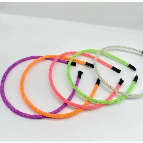 60pc/lot Glow in Dark Chunky Glitter Hairband For Girl Women Girls Headband Candy Color Glitter Hairbands Hair Accessories