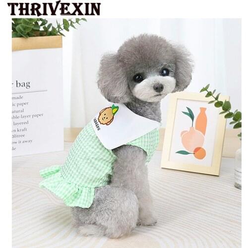 Pet Clothes Dog Clothes Spring and Summer Clothes New Cool Lapel Pet Clothes Plaid Dress Pet Clothes Dog Dress Cute Cat Skirt