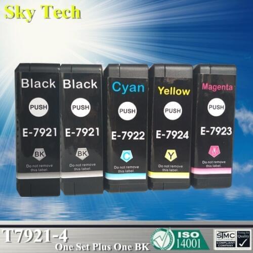 One Set Plus One BK Compatible Ink Cartridge For T7921 - T7924 , For Epson WorkForce WF-5111 WF-5191 WF-5621 Printer