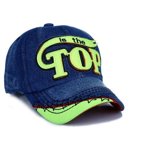 Wholesale Kids Baseball Caps Baby Has & Caps Fashion Letter TOP Jean Denim Cap Baby Boys Girls Sun Caps for 3-7 Years Child