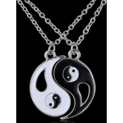 20sets Lots Wholesale Yin Yang Tai Ji Pendant Necklace Taiji Bagua Couples Paired Necklaces Friend Heart Pendant Choker Jewelry