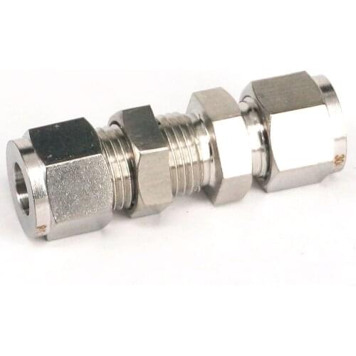 Fit Tube O/D 4mm Bulkhead 304 Stainless Steel Ferrule Pneumatic Air Compression Fitting