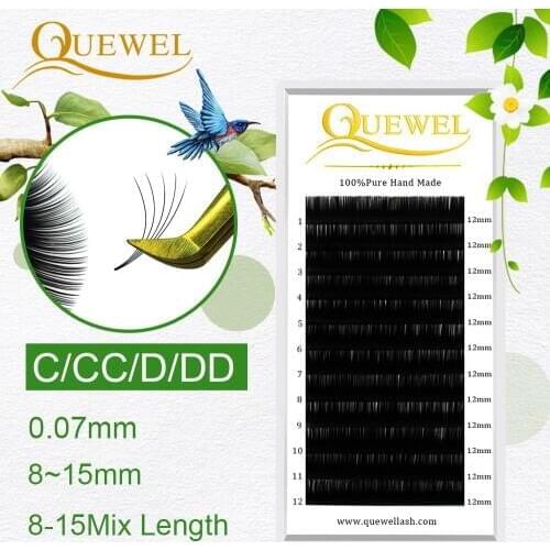 Quewel Blooming Fake Eyelashes Extension Automatic Flowering 0.07mm Eyelash Fan Volume Individual Lashes Extension Natural Dense