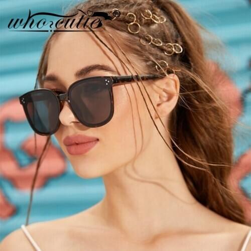 Fashion Vintage Tortoise Shell Sunglasses Women 2020 Brand Design Retro Square Rivet Frame Korea Sun Glasses Female Shades S251