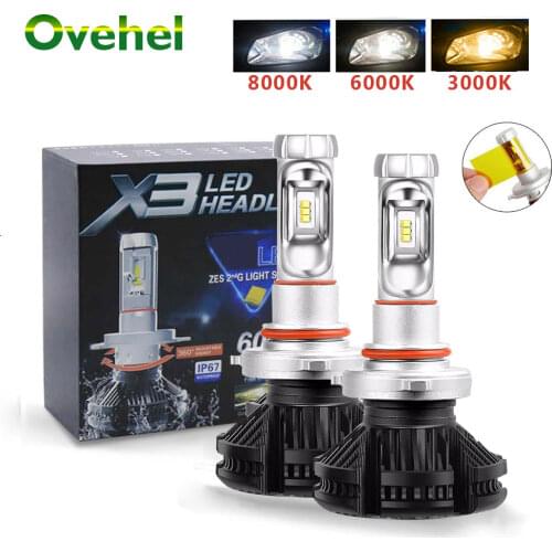 OVEHLE Led Headlight ZES 50W 6000LM H4 LED H7 Car Headlight 3000K/6500K/8000K X3 H1 H11 LED 9005 HB3 9006 HB4 LED fog Lamp Auto