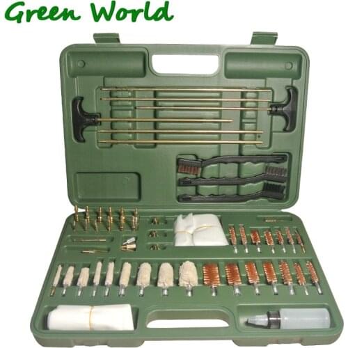 Green World 61pcs/lot Hunting Universal Gun Cleaning Kit ,Cleaning Kit for Rifle Pistol