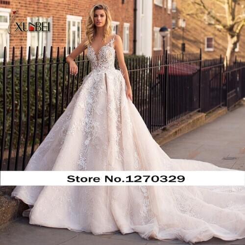 Vestidos De Novia 2020 With Lace Vintage Wedding Dresses Luxury Appliques Beaded Crystal Court Train A Line Bridal Gowns Dresses