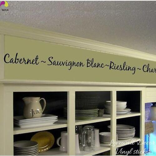 Wine List Border Wall Glass Sticker Restaurant Wine Cabinet Drink Cabernet Wall Decal Living Room Text Wall Words Vinyl Art