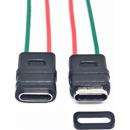 50pcs USB Type c Waterproof Connector Welding Wire Female Socket High Current Fast Charging Type -c Female Port Power Jack