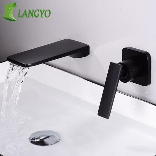 LANGYO Into the Wall Washbasin Water Tap With Embedded Box Gold/Black/White/Chrome Hot and Cold Basin Bathroom Faucet