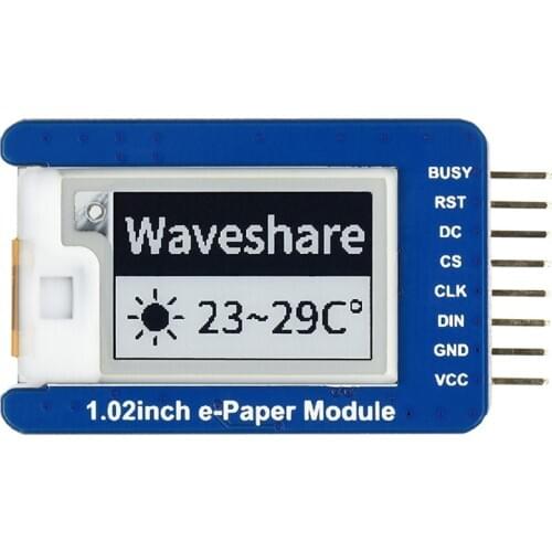 Waveshare 1.02inch E-Ink display module, 128*80 resolution,black/white dual-color, SPI interface,with embedded controller