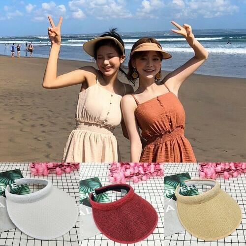 Women Summer Sun Hats Sun Visor Hat Wide Brim Beach UV Protection Cap Adjustable