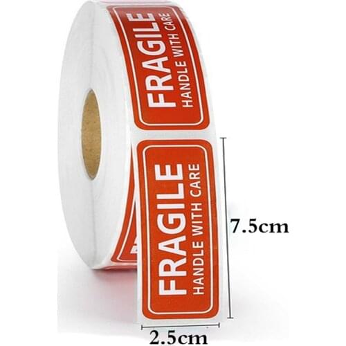 1 Roll Red Fragile Warning Stickers for Goods Decoration Warning Sign 1 "x3"