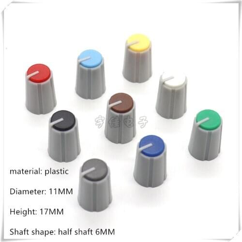 10 Piece 11*17MM half shaft plastic knob potentiometer rotary encoder volume switch knob suitable for D axis 6MM