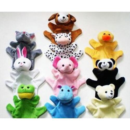 10pcs/lot Lovely animal hand puppets,educational cute fashion doll toys rabbit cat bear ect,gift for children play game