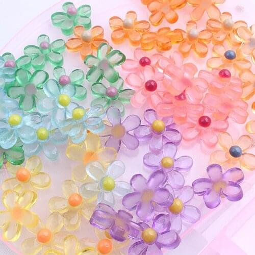 15PCS 13mm DIY Resin Cute Jelly Color Flower Jewelry Childrens Hair Accessories Mobile Phone Case Beauty Jewelry