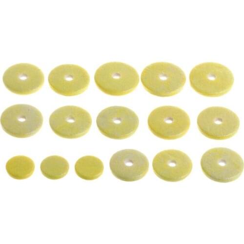 16pcs/set Yellow Flute Leather Cushion Pads Wood Holder Flute Pads Music Instrument Accessories