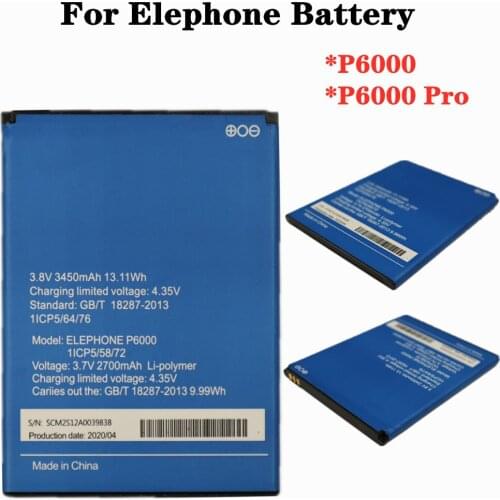 3.7V 2700mAh P6000 Pro Battery For Elephone P6000 Pro / Elephone P6000 Smartphone Battery High Quality Replacement Batteries