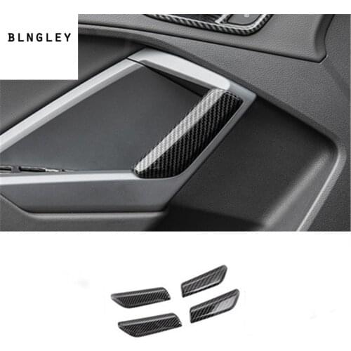 4pcs/lot ABS Carbon fiber grain Interior door armrest decoration cover for 2019 2020 AUDI Q3 F3B car accessories