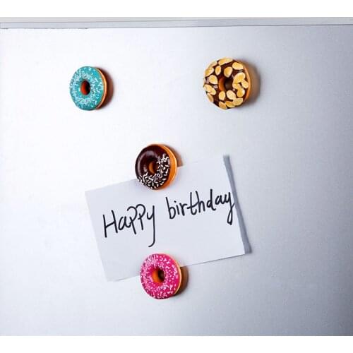 4pcs Sweet Donut Doughnut Fridge Magnet Refrigerator Message Magnet Magnetic Stickers Simulation Food Home Decor